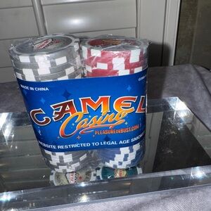 CAMEL Caisno Poker Chip Set - Red, White, Gray 50‎ ct sealed